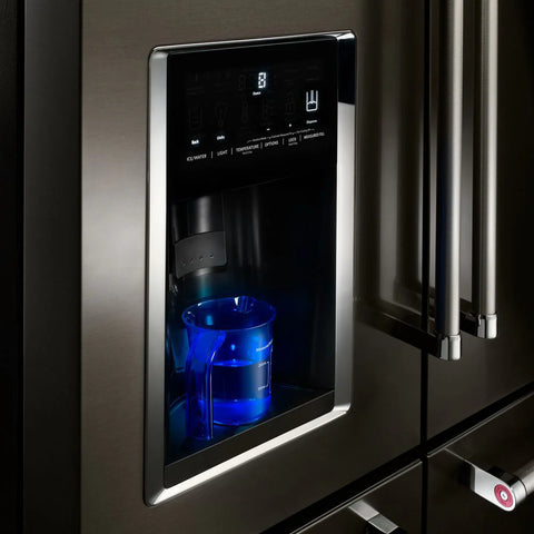 KitchenAid 36" 24 Cu. Ft. Multi Door French-Door Refrigerator - Black Stainless Steel - KRMF706EBS