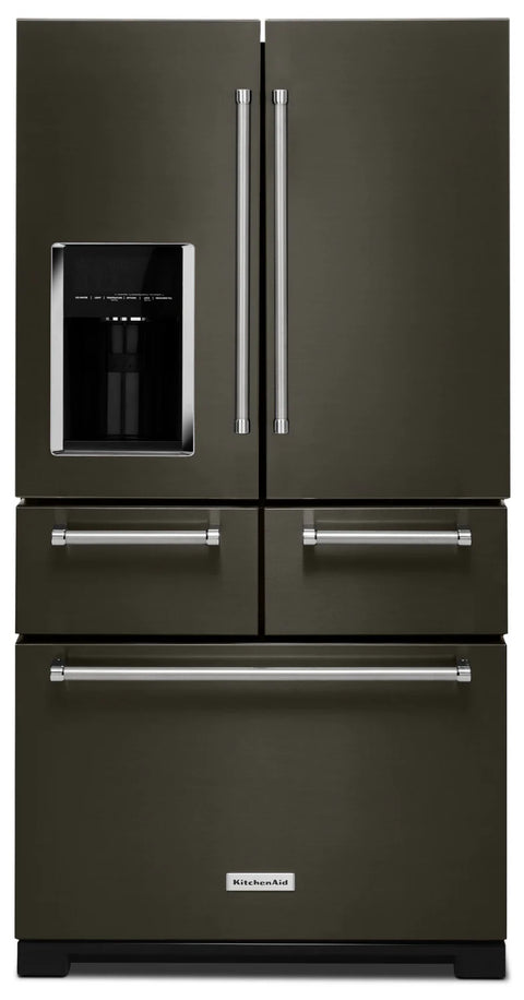 KitchenAid 36" 24 Cu. Ft. Multi Door French-Door Refrigerator - Black Stainless Steel - KRMF706EBS