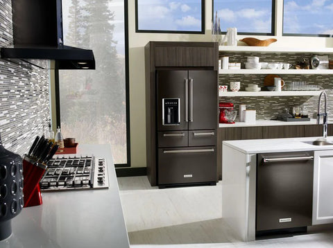 KitchenAid 36" 24 Cu. Ft. Multi Door French-Door Refrigerator - Black Stainless Steel - KRMF706EBS